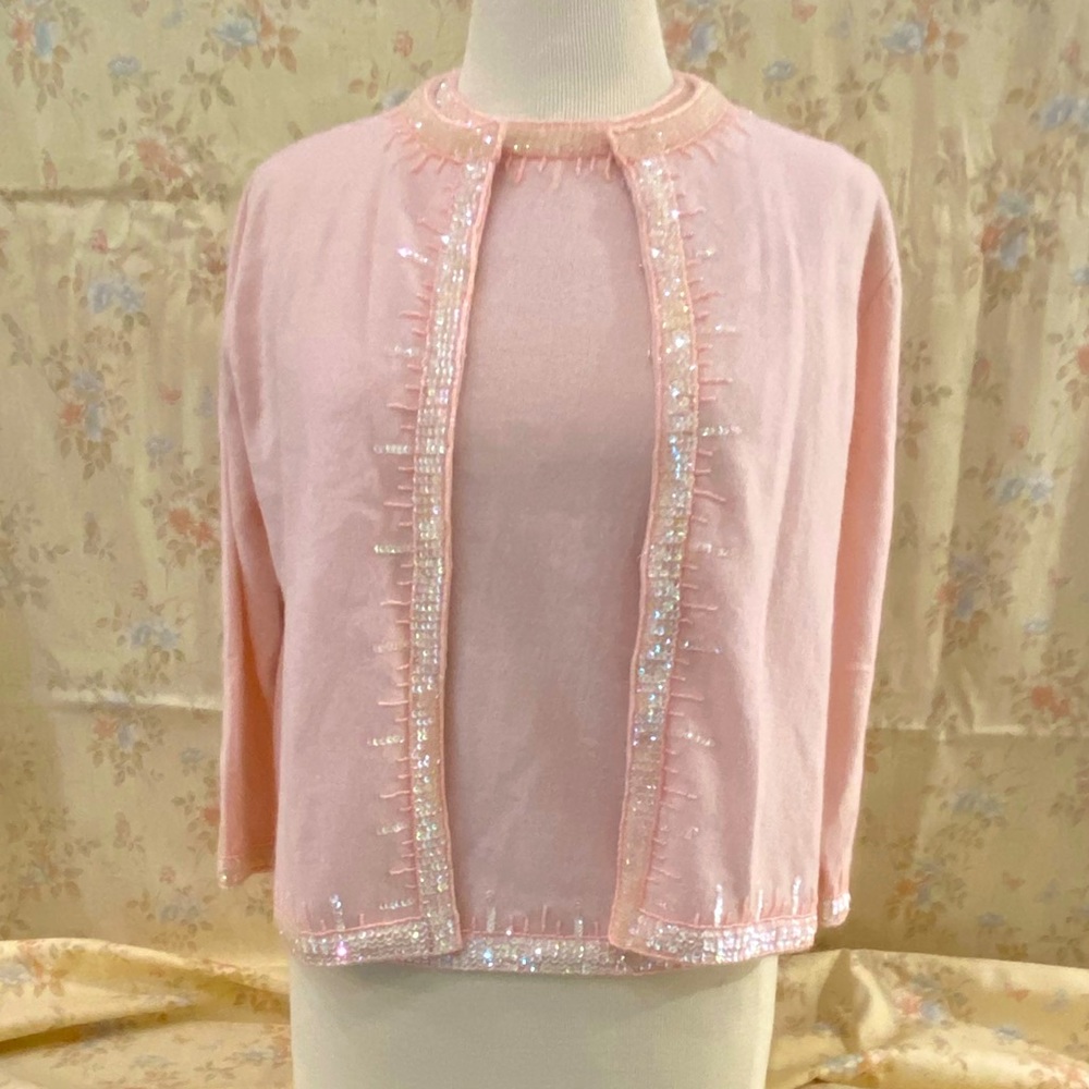 Exquisite Pastel Pink Sparkly Sweater Set